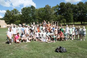 FCS students in 2016 following the annual flour war at King's Mountain Camp. 